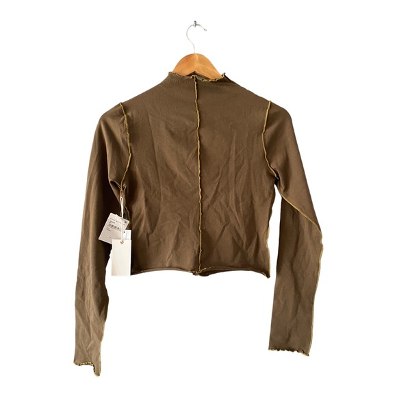 NWT Good American Cotton Exposed Seam Crop Long Sleeve Top 3 - Picture 2 of 11